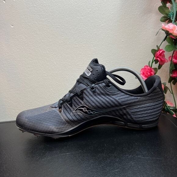 Saucony Vendetta 2 Track & Field Spikes Men’s 10 Gray Black Racing Shoes ?